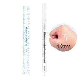 Стерильный хирургический маркер 1,0 мм БЕЛЫЙ, трафарет для татуировки с линейкой, стерильный хирургический мини-маркер для тату и кожи