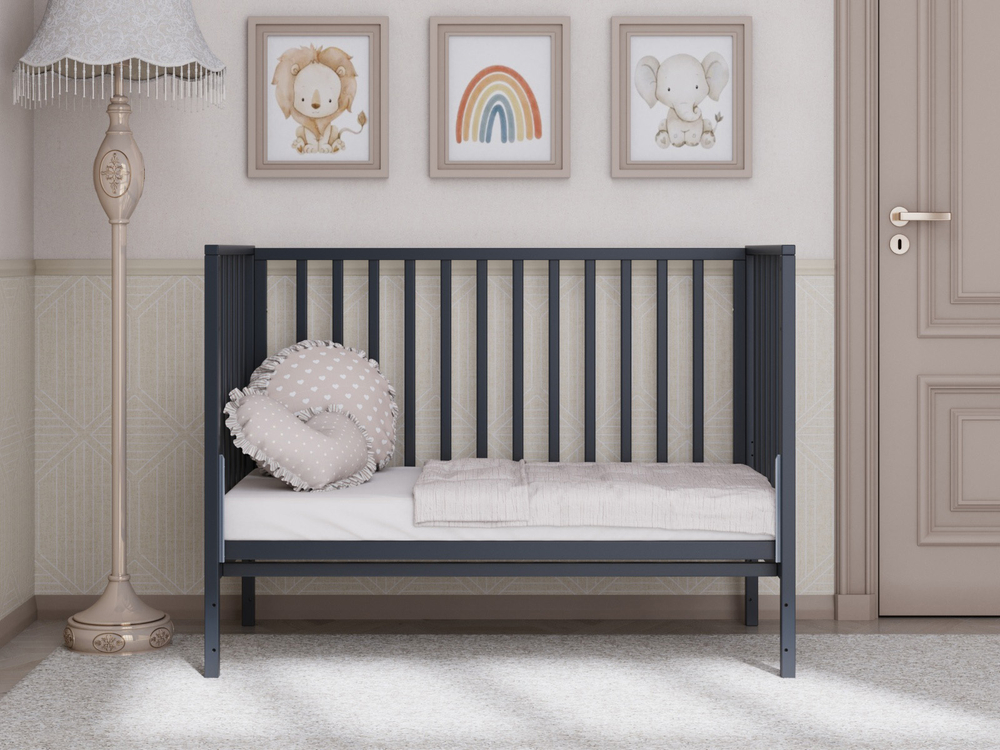 Детская кроватка Incanto Hollie (графит) универсальный маятник, колеса, ящик, автостенка