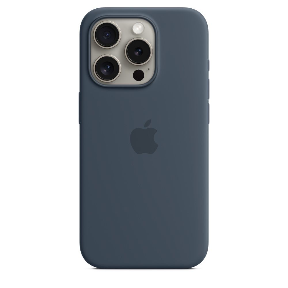 Силиконовый чехол для iPhone 15 Pro Штормовой синий (Storm Blue) MagSafe MT1D3