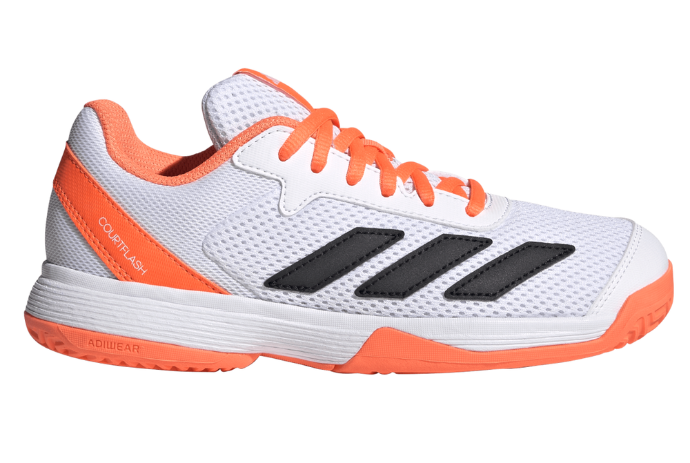 Детские теннисные кроссовки Adidas Courtflash K - lucid orange/cyber metallic/cloud white