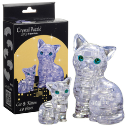 Кошка серебристая c котенком, 3D-головоломка