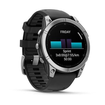 Умные часы Garmin Fenix E, 47 мм, AMOLED, stainless steel with a black silicone band