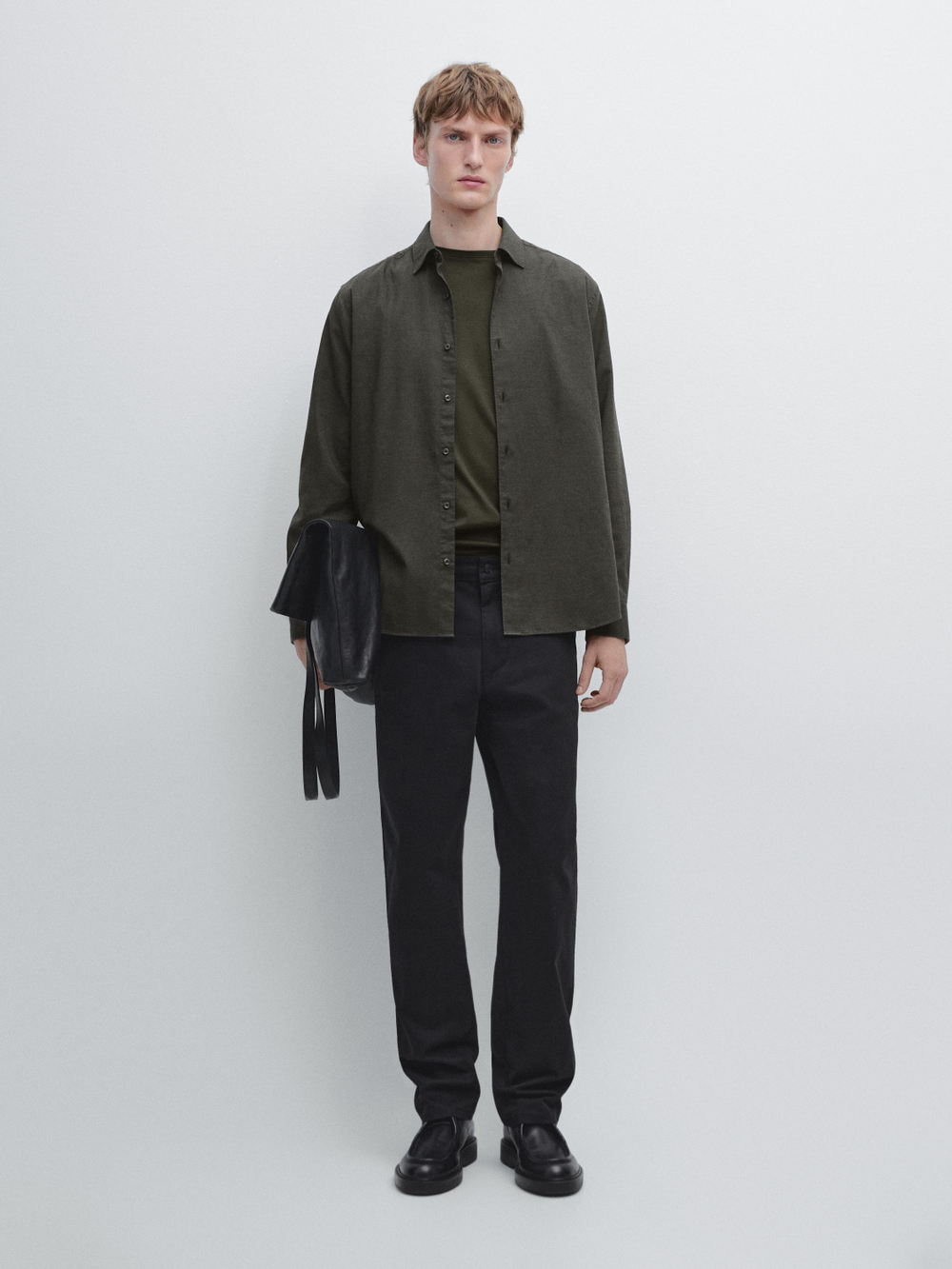 Massimo Dutti Зауженные брюки с начесом, черный