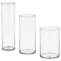 IKEA CYLINDER  (ИКЕА СЙЛИНДЕР)  -  Ваза, 3 штуки, прозрачное стекло