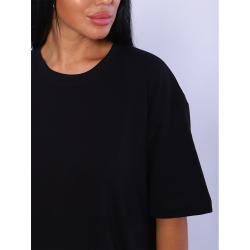 Платье-футболка с разрезами миди трикотажное 116-од/чёрный