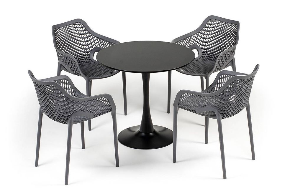 "Беллини" обеденная группа на 4 персоны, цвет темно-серый