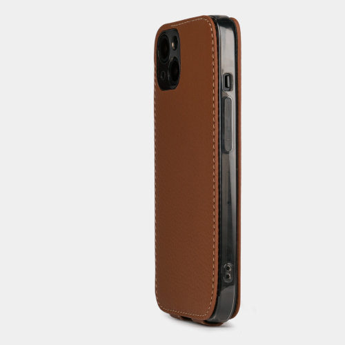 Чехол для iPhone 15 Plus из кожи теленка, цвета карамель