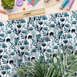 Ткань шифон голубые лотосы