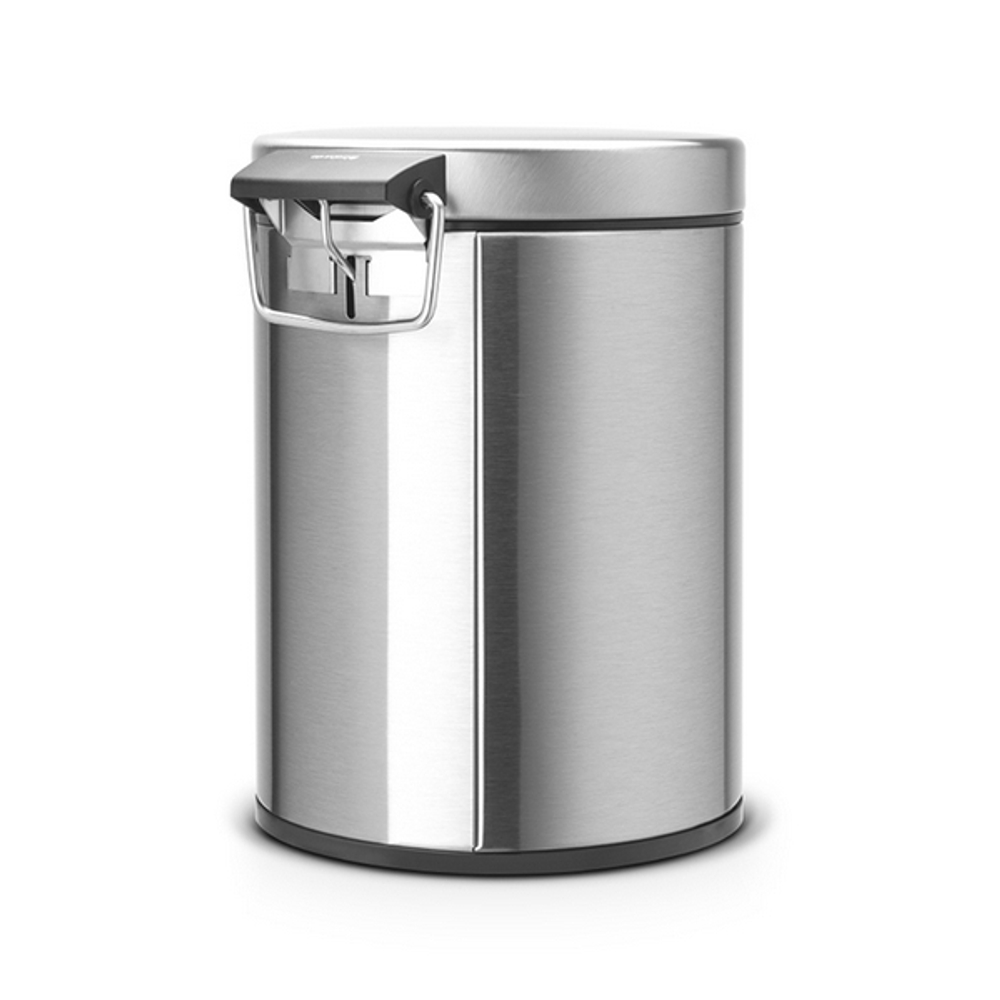 Ведро для мусора Brabantia матовая сталь с защитой от отпечатков пальцев 3л вид сзади