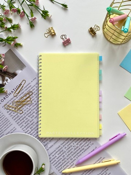 НОВИНКА! Тетрадь  А5 80 л. Pastel Collection Yellow, с пластиковой обложкой, на металлическом гребне