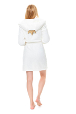 Плюшевый халат с короной на капюшоне (Размер: L) (Цвет: молочный)