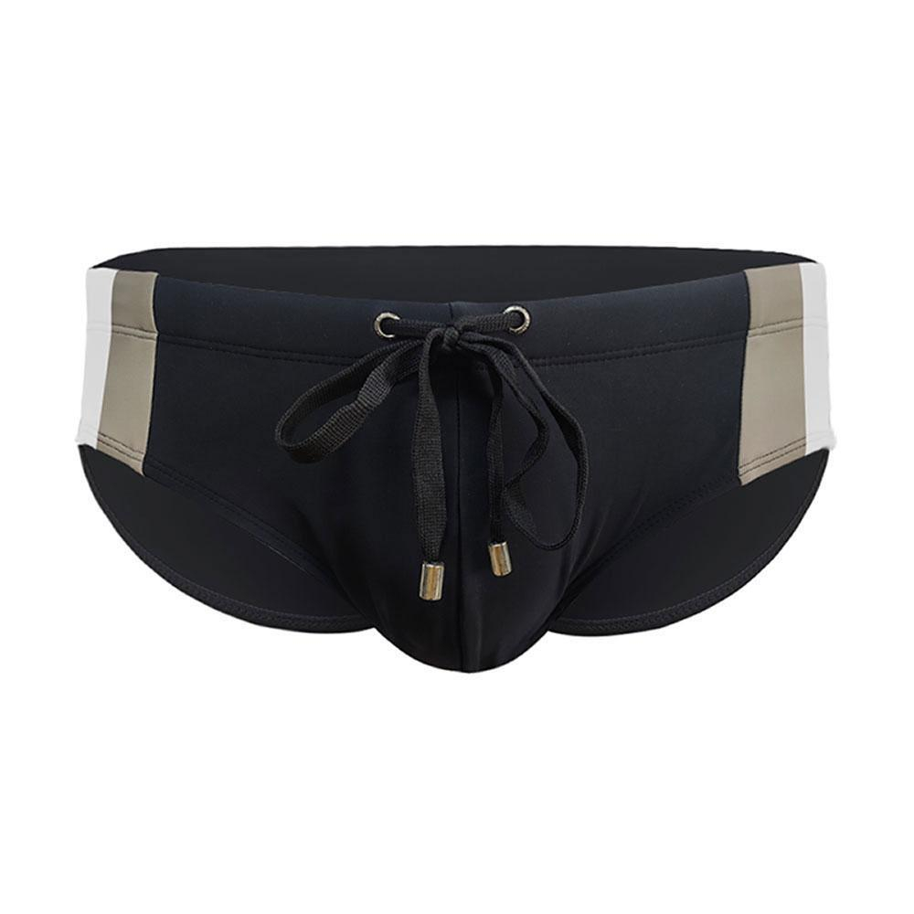 Черные мужские плавки с двухцветными вставками по бокам (Размер: M) (Цвет: черный)