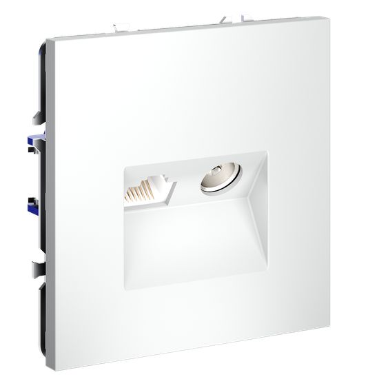 Розетка телевизионная встраиваемая VOLTUM S70 TV+RJ45 кат. 6, (белый матовый)