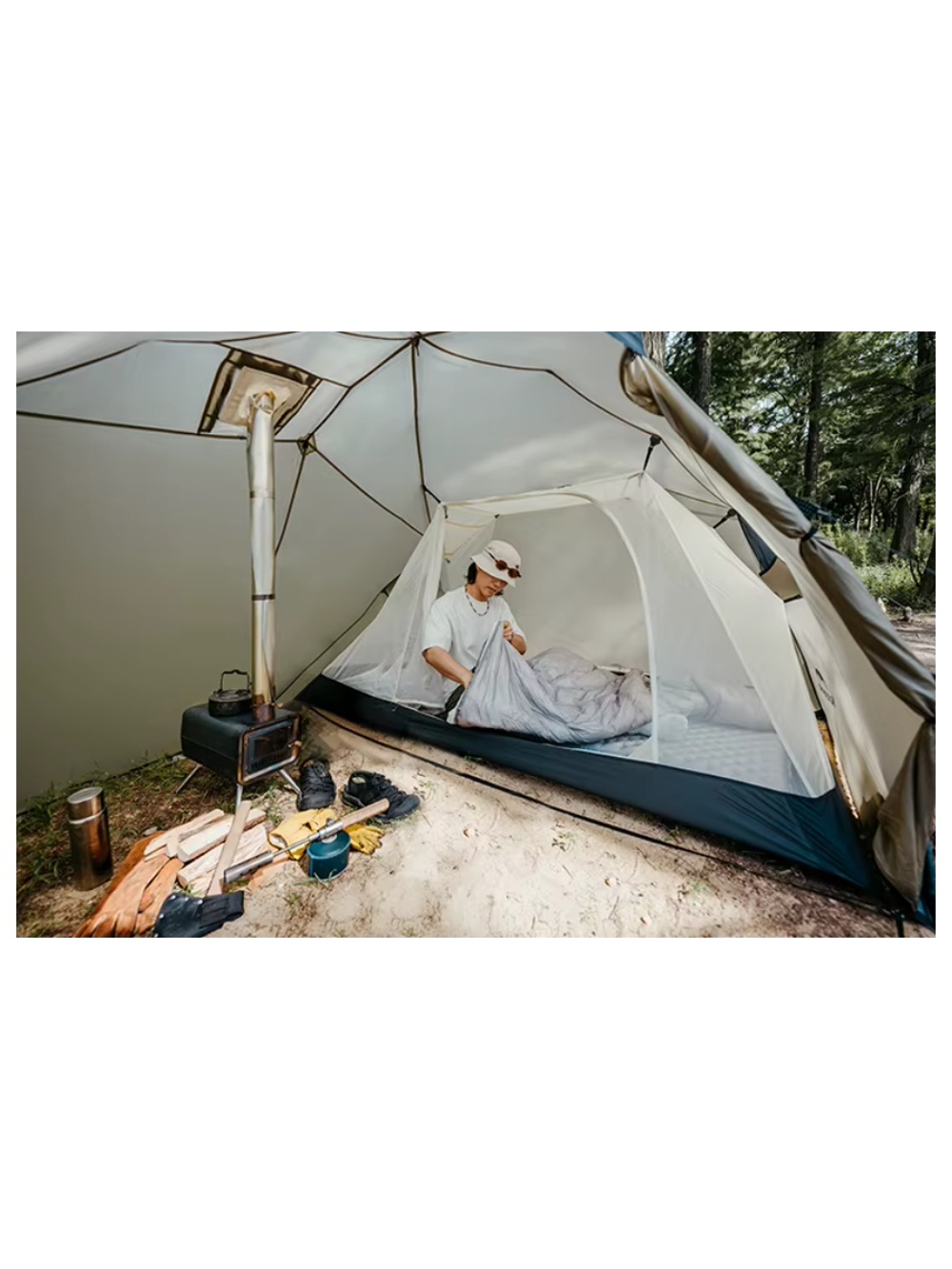 Палатка Naturehike Massif Solo 1-местная, алюминиевый каркас, песочная