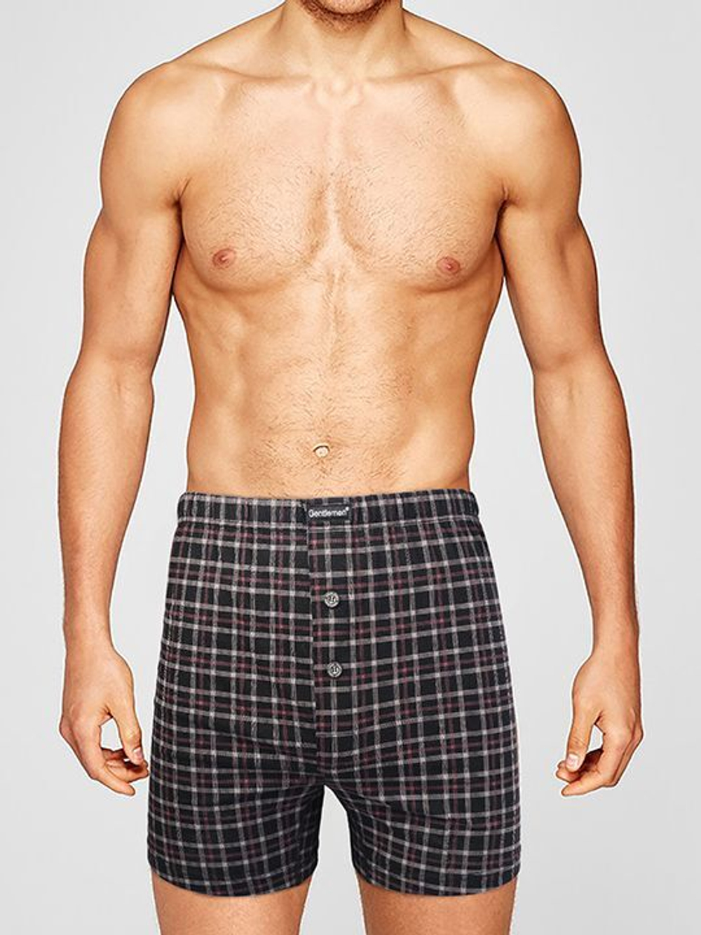 Мужские трусы-боксеры свободного кроя в клеточку (Размер: L) (Цвет: черный)