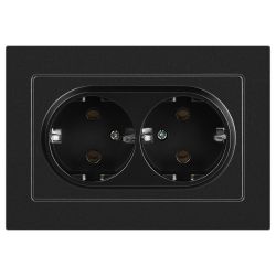 Розетка Intro Accent 6-205-05 двойная с заземлением 2X2P+E Schuko 16А-250В IP20 СУ AL/CU антрацит | Intro
