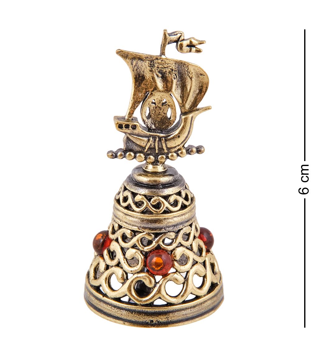 AM-3777 Колокольчик «Корабль» (латунь, янтарь)