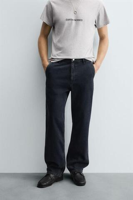 ZARA ДЖИНСЫ ЧИНОС RELAXED FIT, МОРСКОЙ ТЕМНО-СИНИЙ