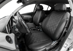Авточехлы Rival Ромб (зад. спинка 40/60) для сидений Mitsubishi Lancer X поколение рестайлинг седан 2011-2017, эко-кожа, черные, SC.4003.2