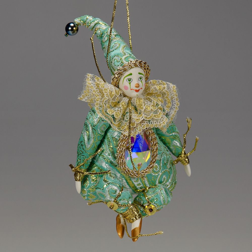 Ёлочная игрушка Гном-Самоцвет парчовый