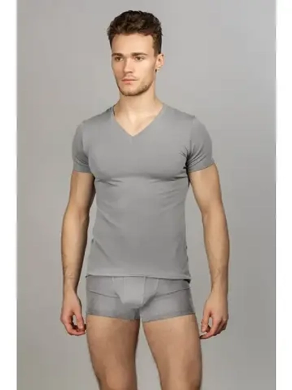 Футболка V-вырез однотонная облегающая