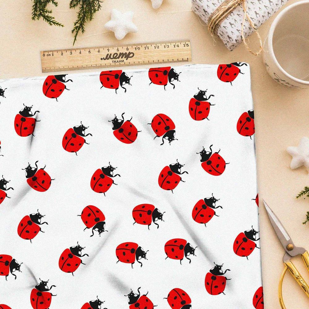 Ткань шифон божьи коровки