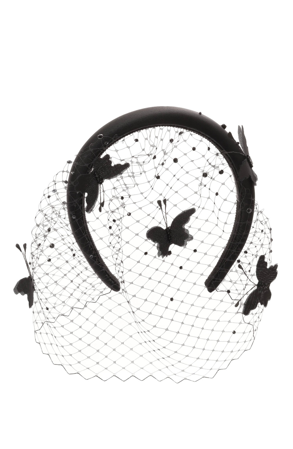 Вуаль с шелковыми бабочками на объемном ободке