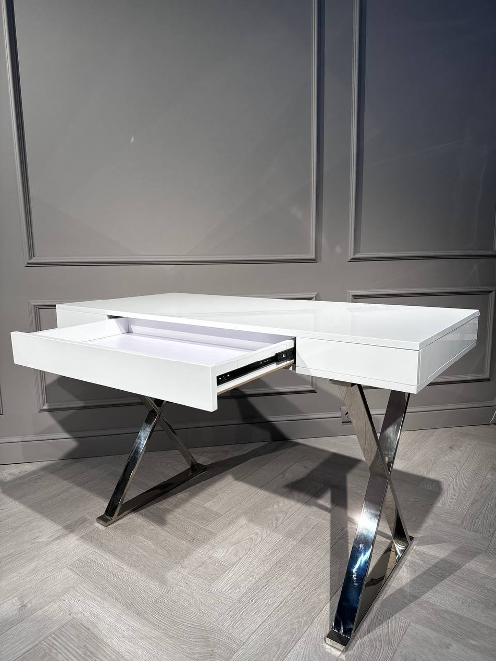 Стол-консоль Ist Casa Рокки, 120х55х76 см, белый, хром