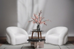 Кресло Garda Decor Монблан (Monblan) поворотное букле белое Hush000 93*90*70 см