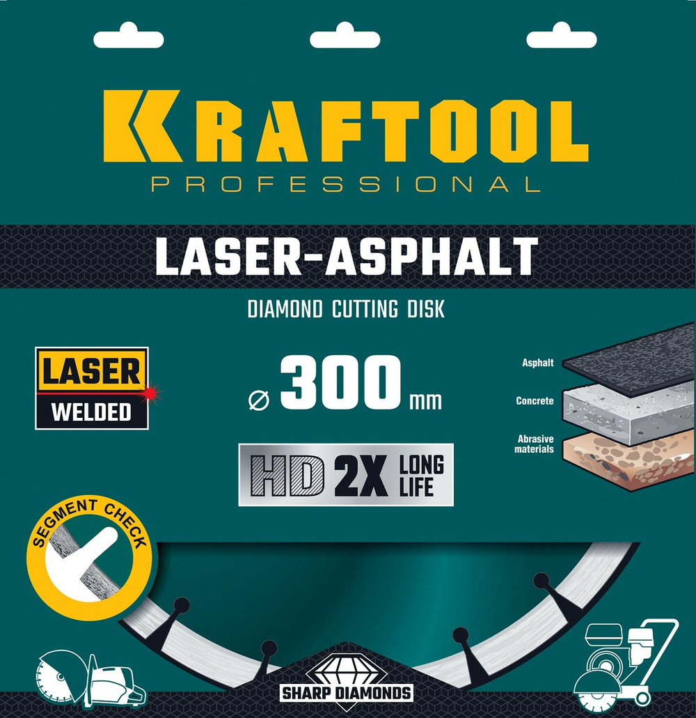 KRAFTOOL ASPHALT 300 мм (25.4/20 мм, 12х3.0 мм), алмазный диск (36687-300)