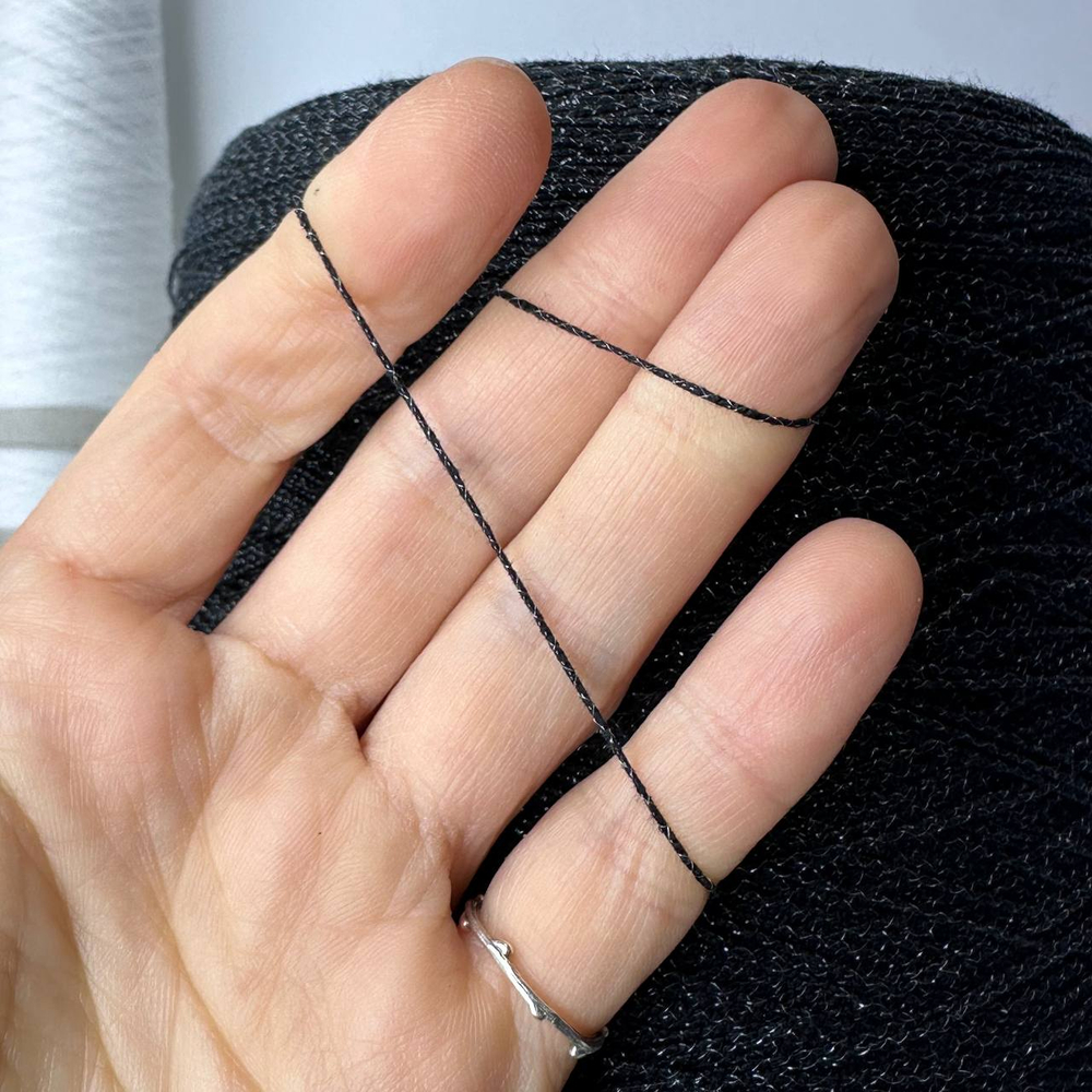 ADELANTE - Millefili ; 70% хлопок, 30% люрекс; 580м/100гр; col.5005, цвет черный, черный люрекс