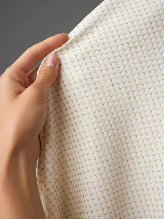 Микрофибра фактурная, жаккард, Турция, айвори/золото (мерный лоскут)