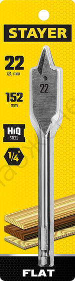 STAYER FLAT 22x152мм, сверло по дереву перовое