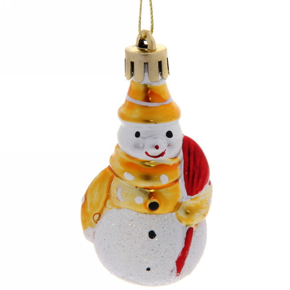 Ёлочные игрушки «Снеговичок с метлой» 7,5*4см (набор 4шт)