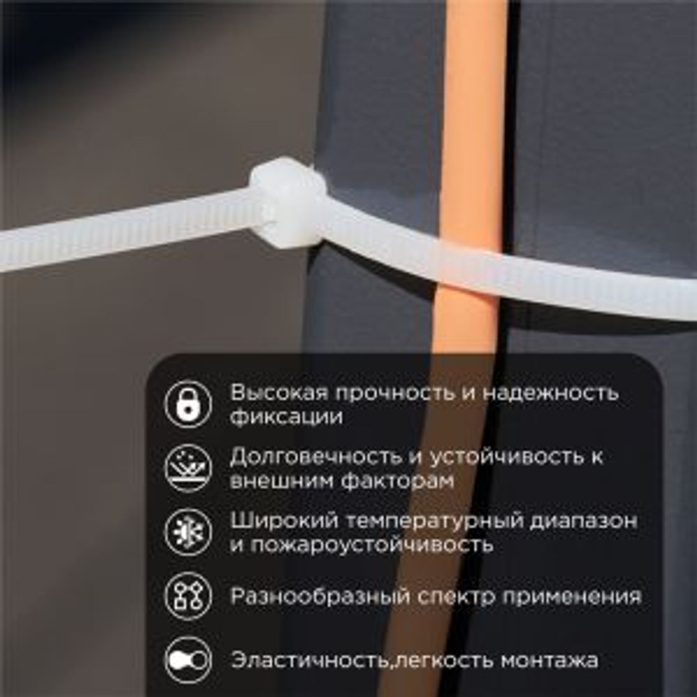 Стяжка кабельная нейлоновая 250x3,6мм, белая (100 шт/уп) REXANT