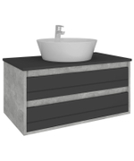 AVK2. Тумба навесная, 2 Ящика, 800, коллекция (Ирма, Раковина накладная, Ателье Светлое, Ателье Светлое, Графит древесный)