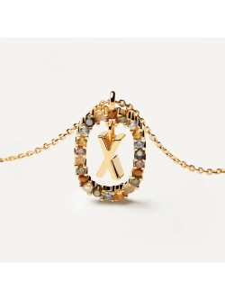 Колье Буква X серебро 925 пробы покрытое золотом