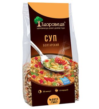 Суп болгарский с зеленой  чечевицей, помидорами и сельдереем "Здороведа", 250г.