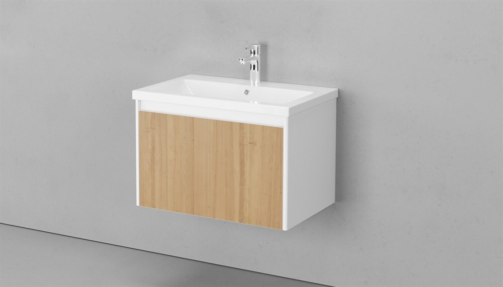 Тумба подвесная VELVEX Klaufs 70.1Y-617.216 с раковиной Cersanit COMO 70