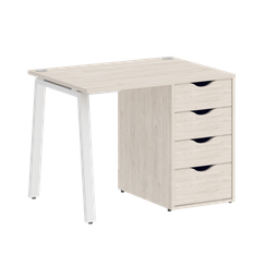 Home Office Стол письменный VR.SP-3-98.4.A Денвер Светлый/Металл Белый 980*720*750