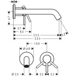 Настенный смеситель для раковины Hansgrohe Tecturis S 73351140 бронза