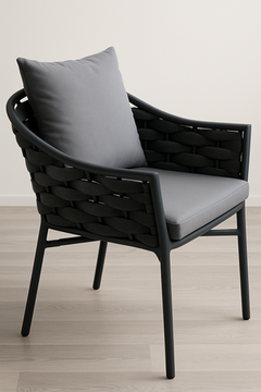 Кресло плетеное с подушками Torino темно-серый