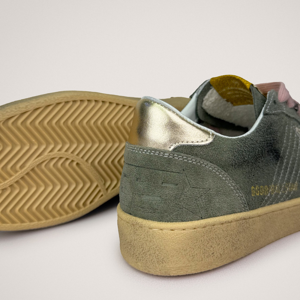 Golden Goose Ball Star / Замша хаки / золотая звезда