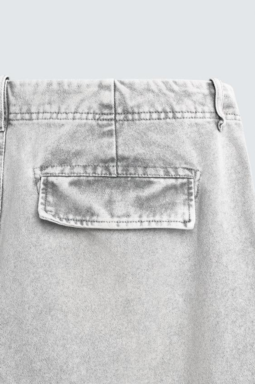 ZARA БРЮКИ КАРГО PARACHUTE С ЭФФЕКТОМ ПОТЕРТОСТИ, СВЕТЛО-СЕРЫЙ