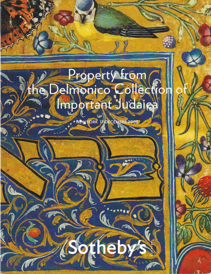 Каталог аукциона Sotheby's, Нью-Йорк, Шедевры иудаики: собрание из нью-йоркского отеля Дельмонико от 17 декабря 2008 года