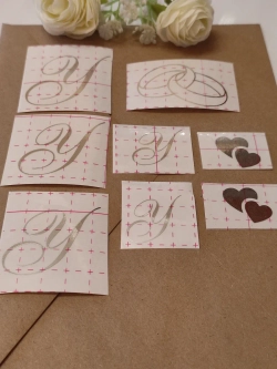 Наклейки свадебные зеркальное серебро инициалы " У "