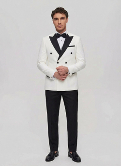 Мужской двубортный смокинг (белый) А58