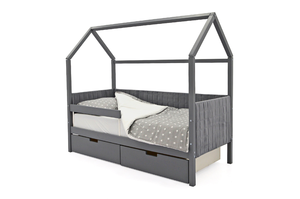 Детская кровать-домик мягкий Бельмарко Svogen графит