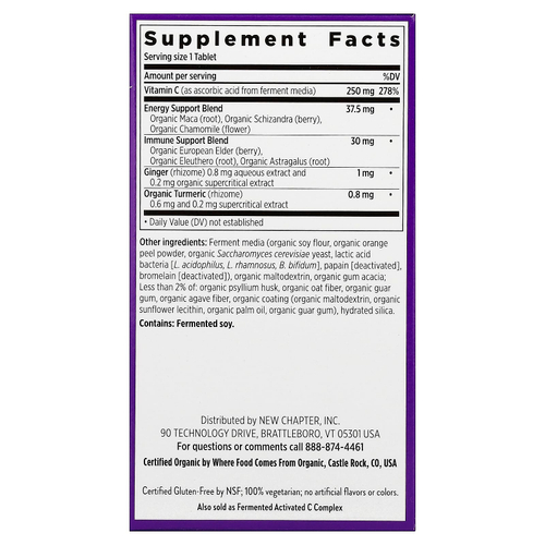 New Chapter, Иммунная защита, витамин C + бузина, 30 вегетарианских таблеток