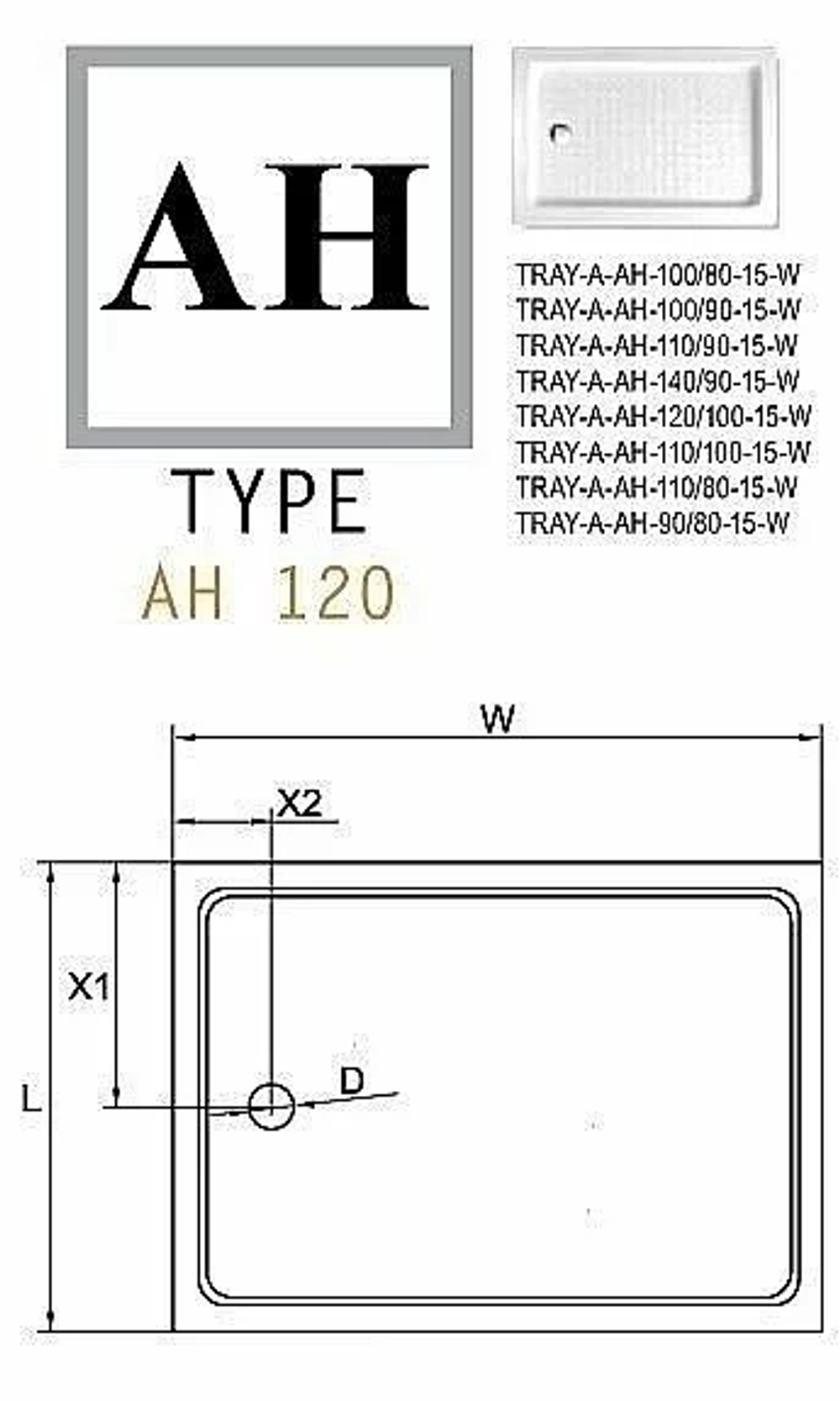 Душевой поддон Cezares TRAY-A-AH-15-W 110х90